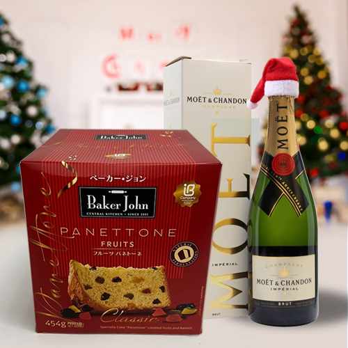 Moet And Panettone-Online Christmas Gifts For Friend