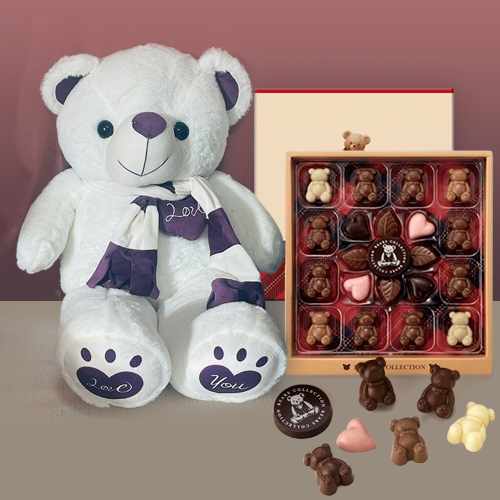 Sweetheart Teddy Chocolate Gift-Giant Teddy And Chocolate Box