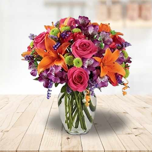Elegant Rose & Alstroemeria Vase Arrangement For Japan
