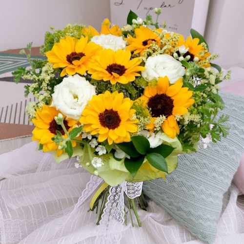 Soft Colour Sunflower Arrangement For Japan