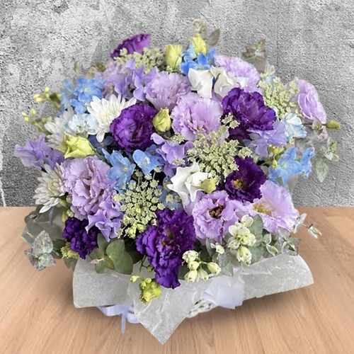 - Purple & Blue Aged Day Flower Arrangement Delivery
