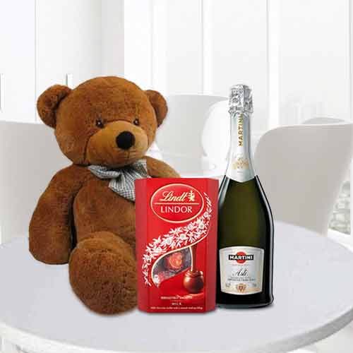Teddy Chocolate With Sparkling Wine-Pretty Gifts For Her