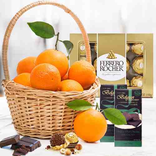 Basket Of Indulgence-Fruits And Chocolate Gifts