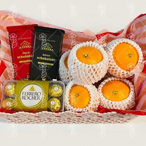 Basket Of Indulgence-Fruits And Chocolate Gifts