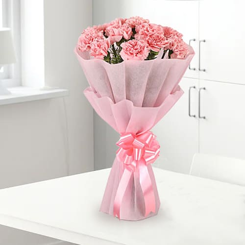 Pretty 12 Pink Carnations-Send Flowers To Mom On Valentine's Day