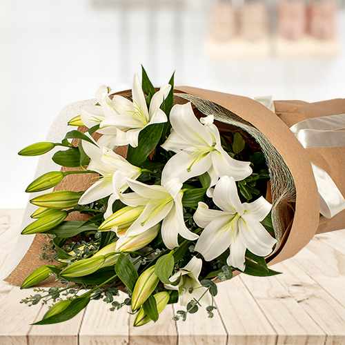 White Lily Bouquet-Peace Lily To Send