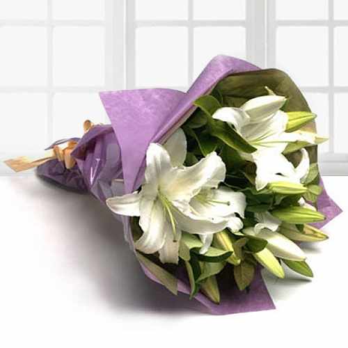 Calming White Lili Bouquet-Flowers To Order For A Funeral