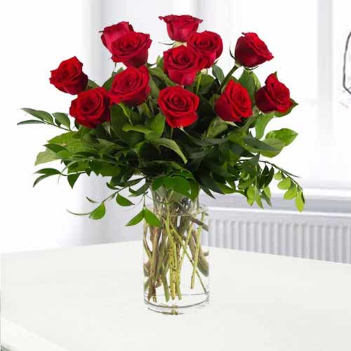 Ultimate Love 12 Red Roses In Vase-Flowers To Get Boyfriend