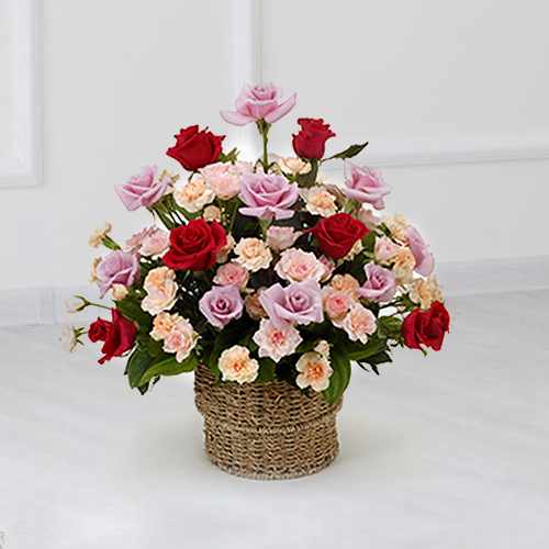Mixed Roses And Carnation-Flowers For Well Wishes