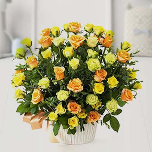 50 Orange And Yellow Rose Arrangements