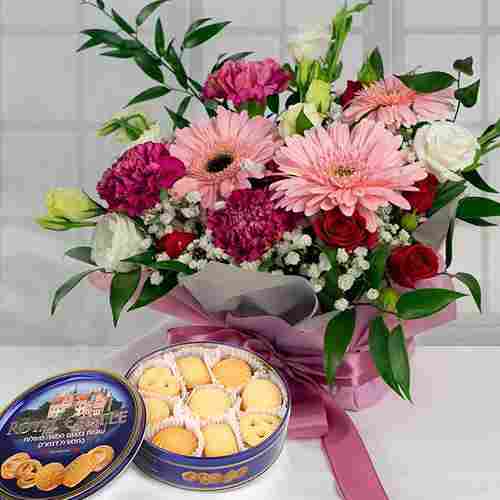 Sweet Emotions With Cookie Box-Get Well Soon Flowers And Chocolates
