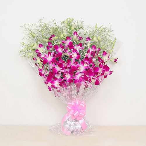 Gorgeous Orchid Bunch-Flower Delivery For Mom Birthday