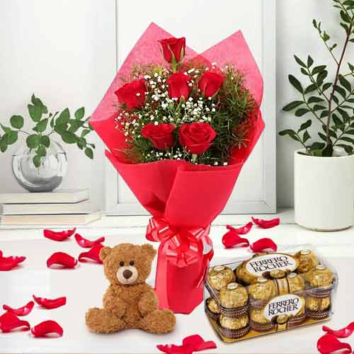 All In One Love-Flower Chocolate Teddy Online
