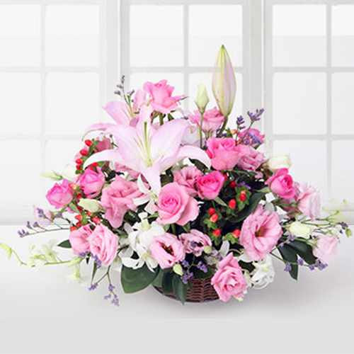 Rose Lily Basket-Best Flowers To Get Girlfriend