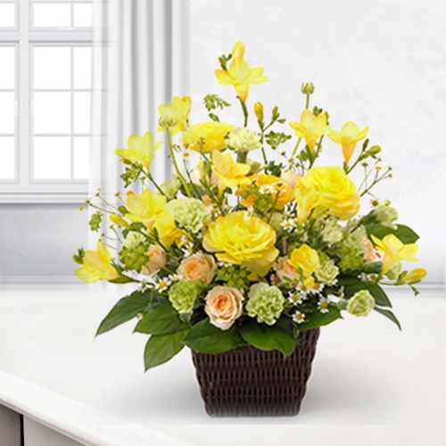 Yellow And Pink Flower Arrangements-Get Well Send Flowers