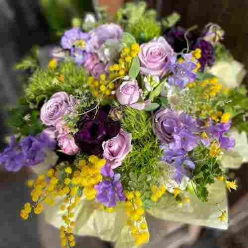 Purple And Yellow Bouquet-Send Purple Roses