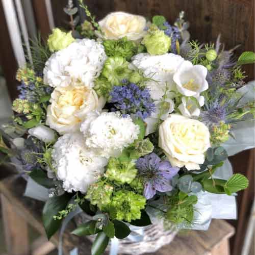 Blue And White Flower Arrangements-Floral Arrangement Funeral