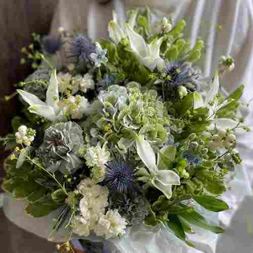 Blue And White Flower Bouquet-Bereavement Flower Arrangement