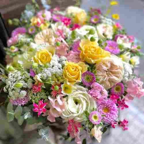 Sunny Flower Arrangement-Buy Flowers For Elderly Couples