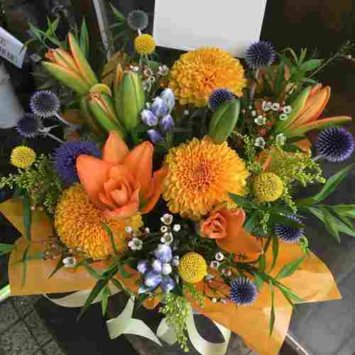 Orange N Yellow Flower Arrangement-Flowers To Send To Mom