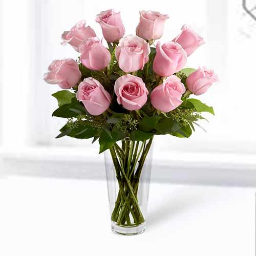 Pink Passion In A Vase-Send Long Stem Roses