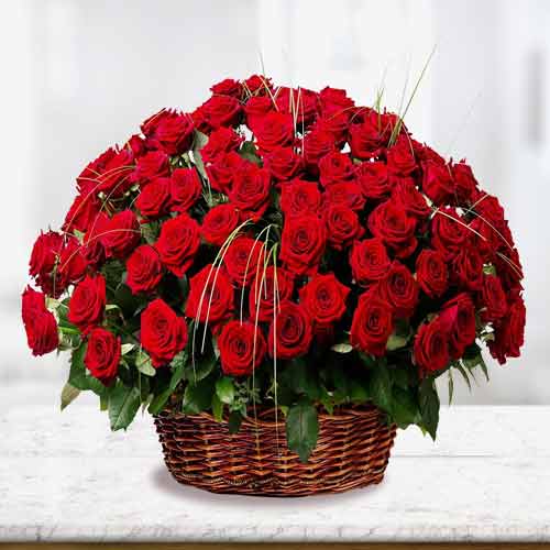 50 Red Rose Basket-Ship Roses To Someone