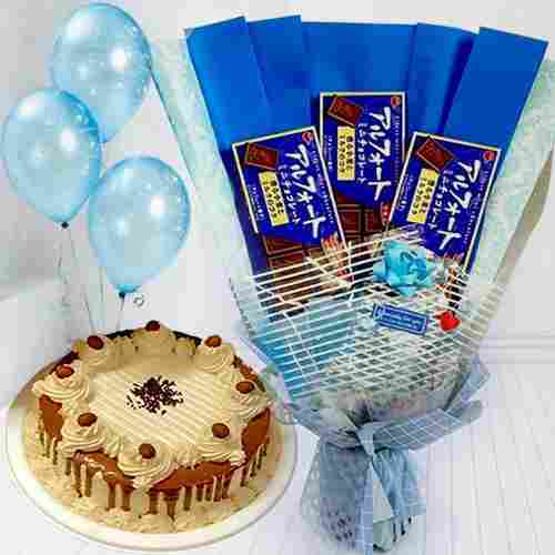 Cake Chocolate And Balloon-Birthday Gifts To Ship