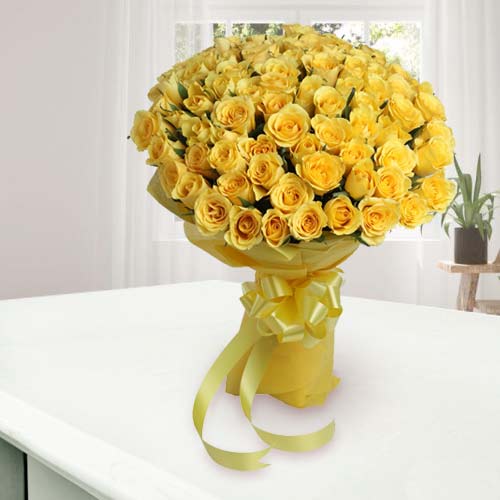 Amber Precious-50 Yellow Rose Bouquet To Japan