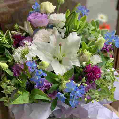 Lily N Lisianthus Flower Basket-Funeral Home Flower Delivery
