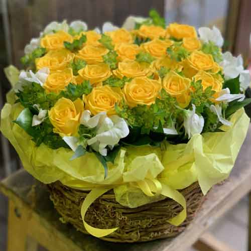 Yellow Rose Basket