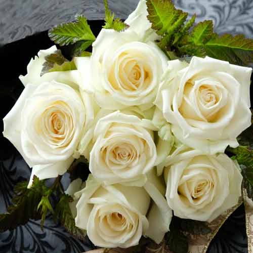 6 White Rose-Flowers For Grieving Friend
