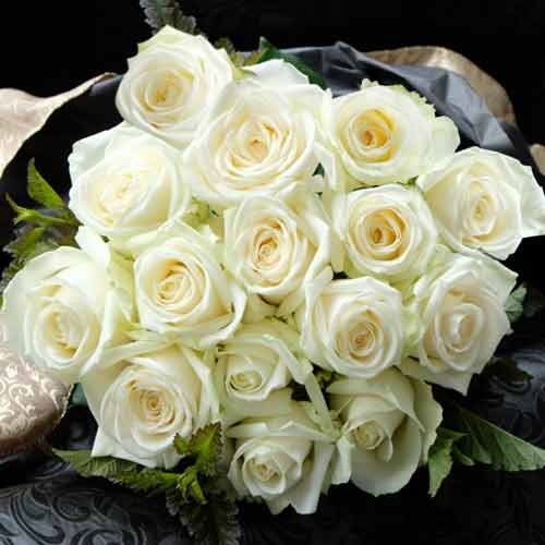 15 White Rose Bouquet-Funeral Flower Delivery Tomorrow