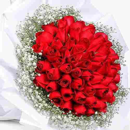 50 Red Rose Bouquet-50 Roses Next Day Delivery