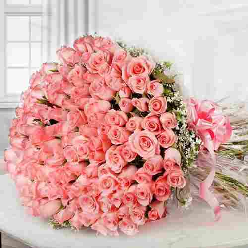 100 Pink Rose Bouquet-Best Roses To Send