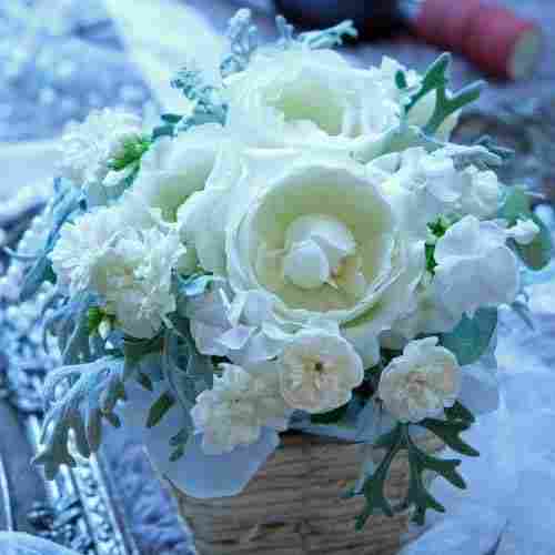Flower Arrangement White-Christmas Gifts From Son To Mom